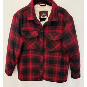 Dravus Cairn Size Large Flannel Red & Black Sherpa Lined Button Front Jacket